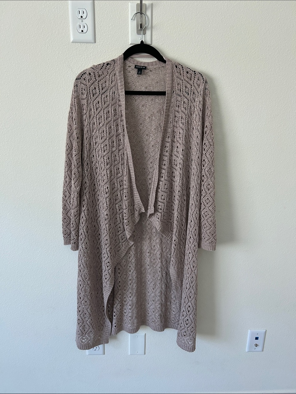 torrid Taupe Open-Front Diamond Lace Cardigan